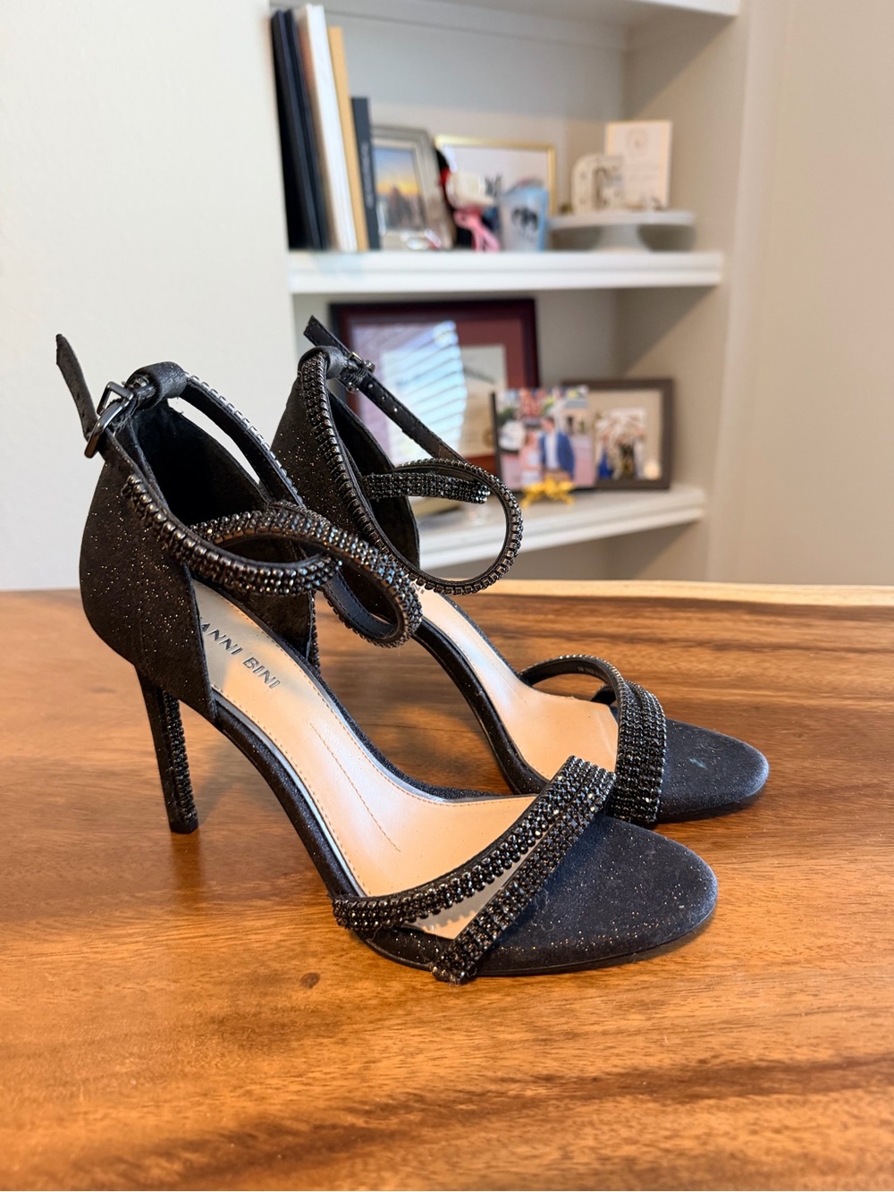Gianni Bini Black Crystal-Embellished Stiletto Sandals